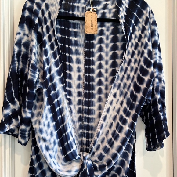 Natural tie dye cover up/tie front shrug. New with tags. One size. - Picture 3 of 6